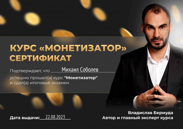 Сертификат Монетизатор